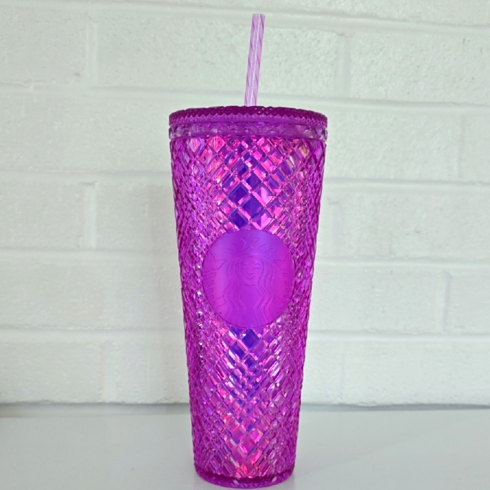 NEW 2023 Starbucks Jeweled Taffy Iridescent Pink Purple Tumbler 24oz Venti Cup - Picture 1 of 5